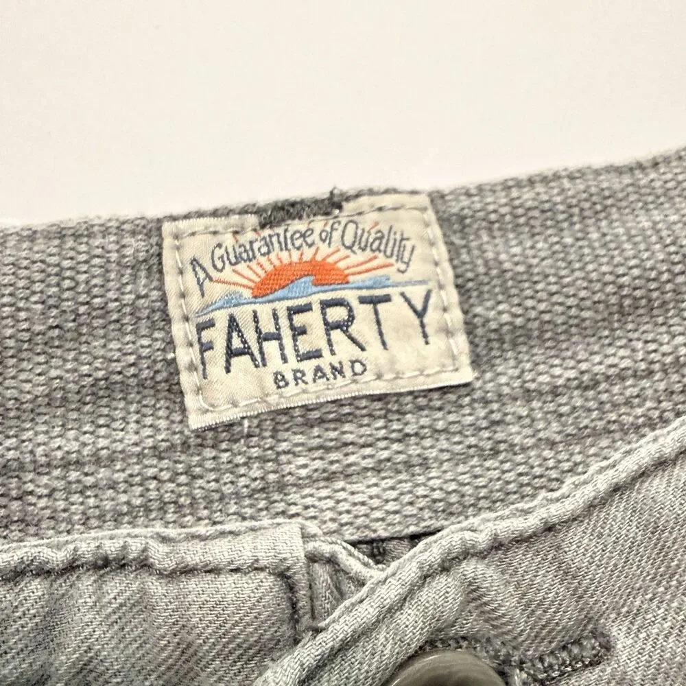 Faherty Linen Cotton Blend Light Gray Cargo Shorts Men's Size 38 Waist 9